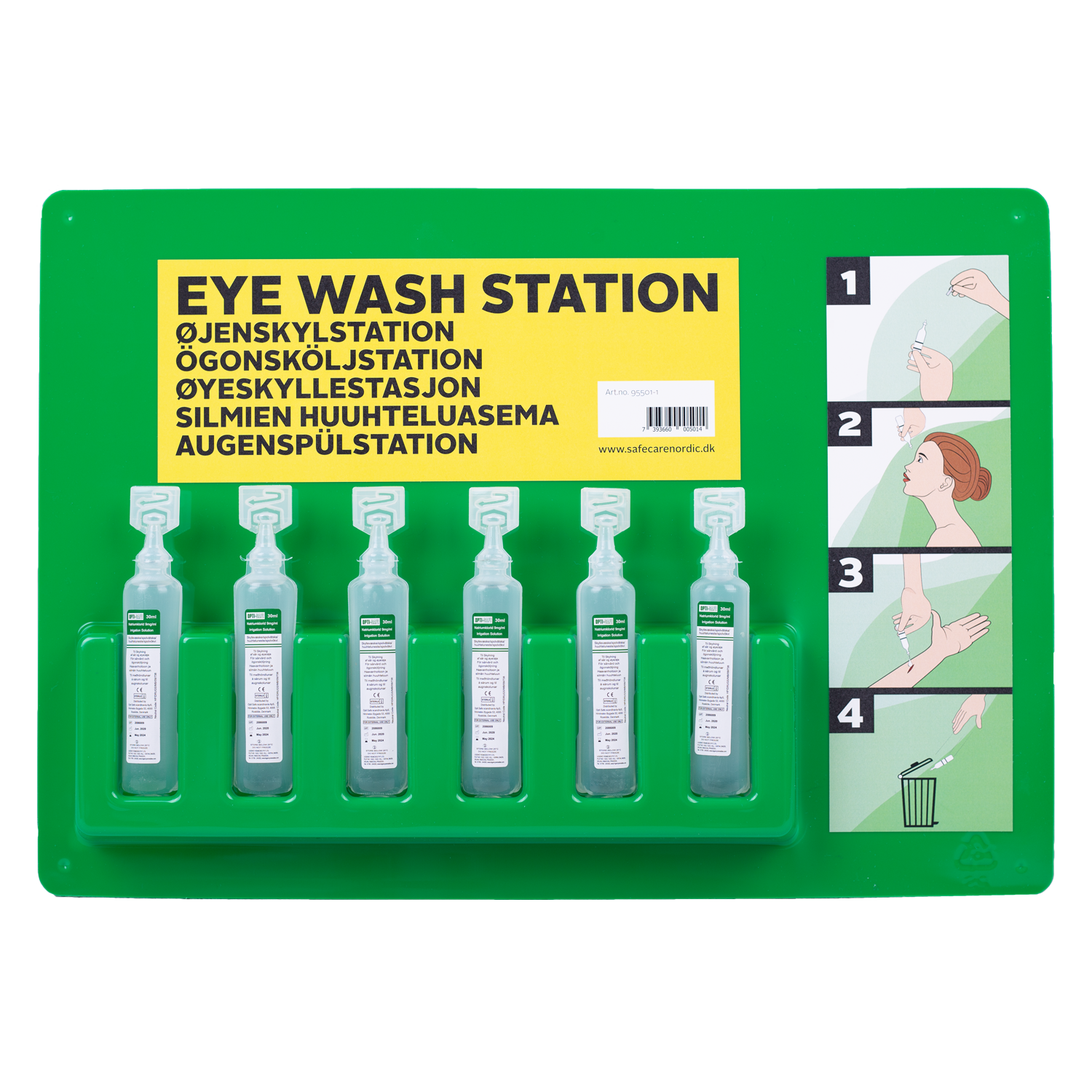Øjenskyllestation til 6 x 30 ml. flasker